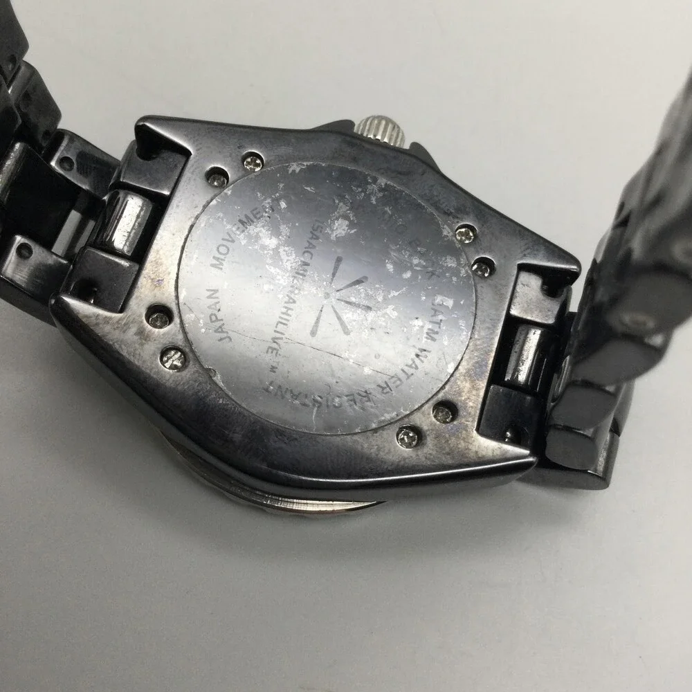 Isaac Mizrahi Live Women's Watch 34mm Black Ceramic Bracelet New Battery 6
